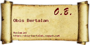 Obis Bertalan névjegykártya